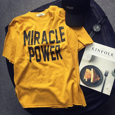 πουκάμισο Ευρεία ανδρών με 3/4 μανίκι με την επιγραφή «Θαύμα εξουσία»