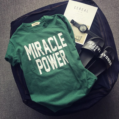 πουκάμισο Ευρεία ανδρών με 3/4 μανίκι με την επιγραφή «Θαύμα εξουσία»