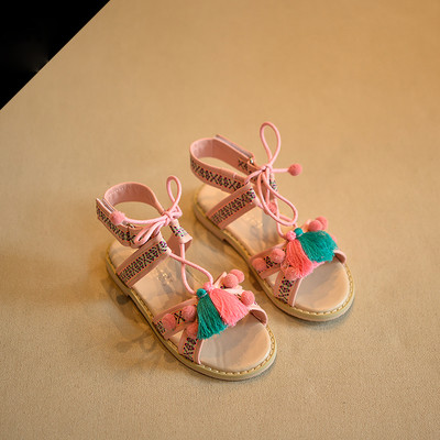 Γλυκό Παιδικά σανδάλια για τα κορίτσια με ενδιαφέρουσα διακόσμηση σε ροζ και μπεζ