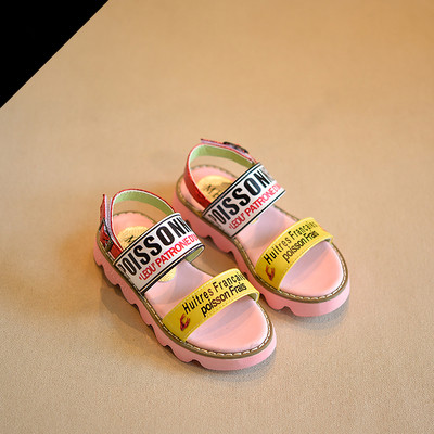 Γλυκό Παιδικά σανδάλια για τα κορίτσια με επιγραφές σε ροζ χρώμα