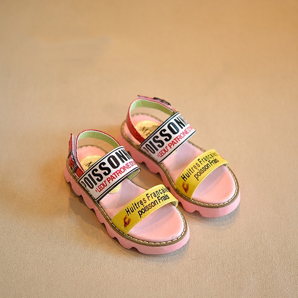 Γλυκό Παιδικά σανδάλια για τα κορίτσια με επιγραφές σε ροζ χρώμα