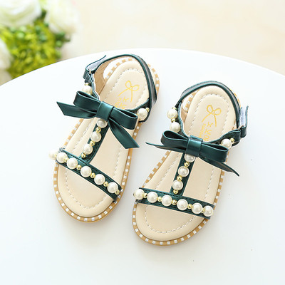 Παιδικά σανδάλια για τα κορίτσια με κορδέλα και μαργαριτάρια σε διάφορα χρώματα