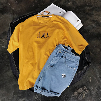 πουκάμισο Ευρεία ανδρών με 7/8 μανίκια με κεντημένα στοιχεία