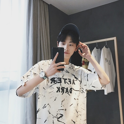 Άντρας καθημερινά πουκάμισο με κοντά μανίκια και αφηρημένα μοτίβα -2 χρώματα