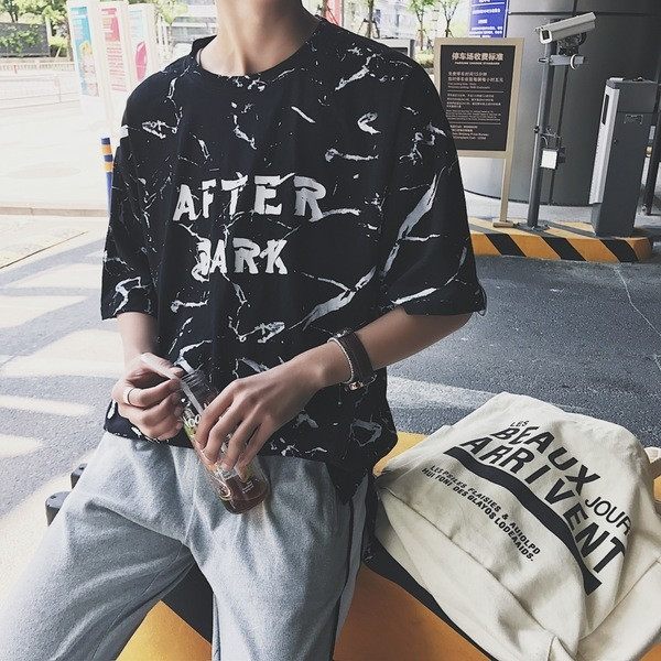 Άντρας καθημερινά πουκάμισο με κοντά μανίκια και αφηρημένα μοτίβα -2 χρώματα