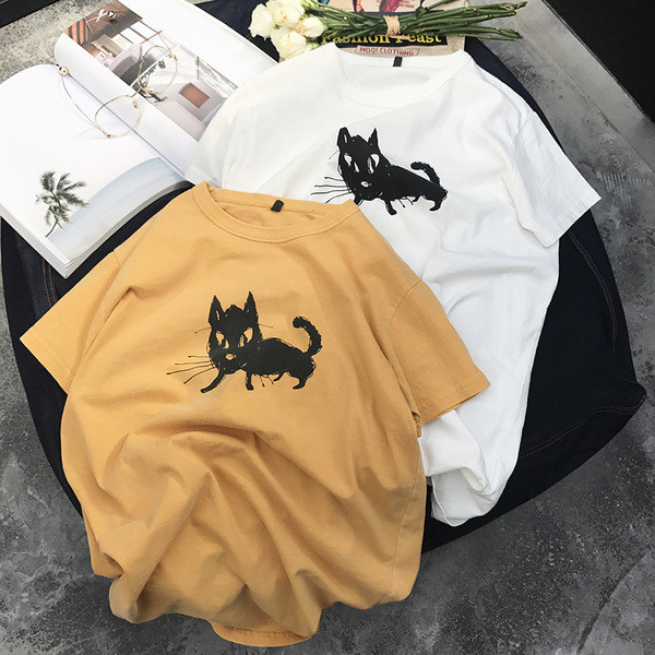 ανδρών T-shirt με απλικέ «Γάτα» - 2 χρώματα