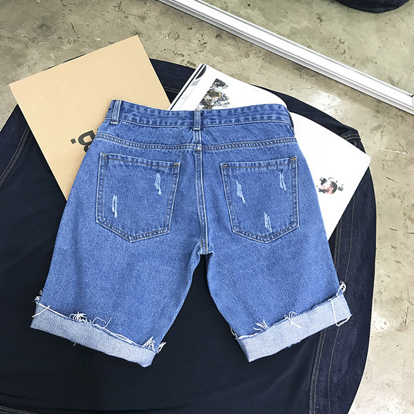 Hit ανδρών σύντομο τζιν παντελόνι με razrafani και κατακερματισμένη μοτίβα