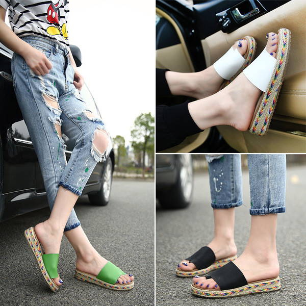 Καλοκαιρινές γυναικείες παντόφλες σε πράσινο, λευκό, καφέ και μαύρο χρώμα