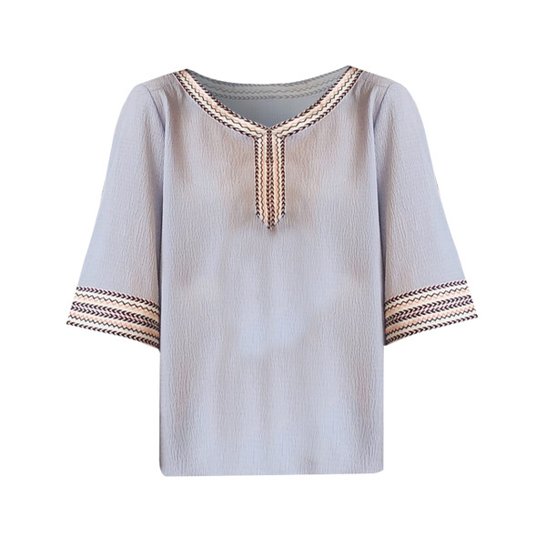 Λεπτό καλοκαίρι κυρίες πουκάμισο με ανοιχτό γιακά και φαρδιά μανίκια