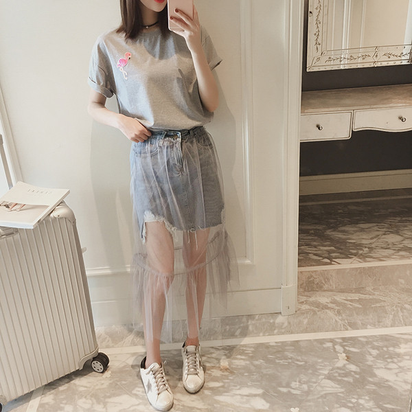 Ασυνήθιστο κυρίες σύντομη τζιν φούστα ραμμένη καιρό mrezhichka