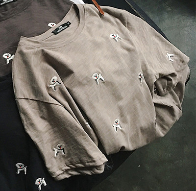 πουκάμισο Κομψή ανδρών με μεγάλη 3/4 κοντά μανίκια και πολλά ενδιαφέροντα πρότυπα-κουτάβια