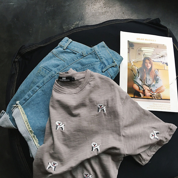 πουκάμισο Κομψή ανδρών με μεγάλη 3/4 κοντά μανίκια και πολλά ενδιαφέροντα πρότυπα-κουτάβια