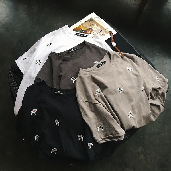 πουκάμισο Κομψή ανδρών με μεγάλη 3/4 κοντά μανίκια και πολλά ενδιαφέροντα πρότυπα-κουτάβια