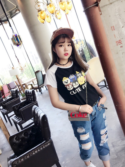 μπλούζα γλυκιά κυρία με μια ενδιαφέρουσα καμβά με κινούμενες εικόνες σε 2 χρώματα