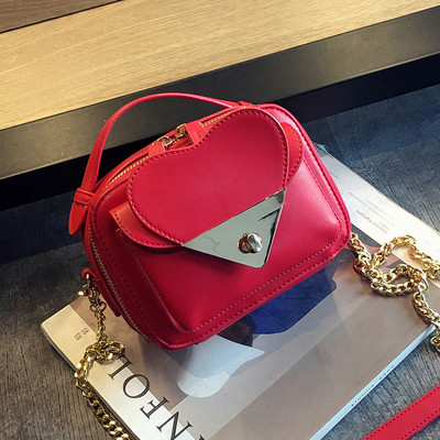 Μίνι γυναικεία τσάντα με καρδιά, χέρι + αλυσίδα