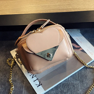 Μίνι γυναικεία τσάντα με καρδιά, χέρι + αλυσίδα