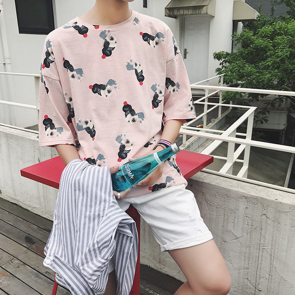 περιστασιακό πουκάμισο μεγάλοι άνδρες με κοντά μανίκια και αφηρημένα μοτίβα