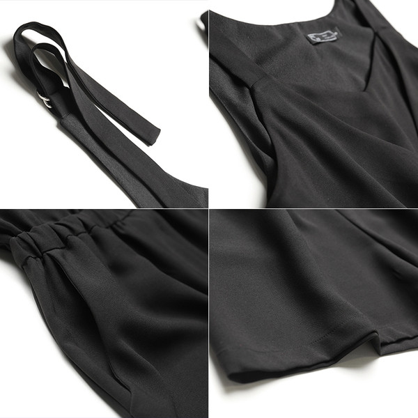 Κομψό κυρίες jumpsuit σε μαύρο και μπεζ dkeolte V-neck