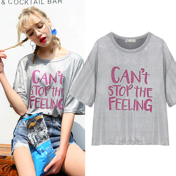 μπλούζα Κομψή κυρίες ασήμι με μωβ σημάδια