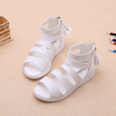 Γλυκό Παιδικά σανδάλια για κορίτσια στο απλό σχέδιο, λευκό, ροζ και μαύρο