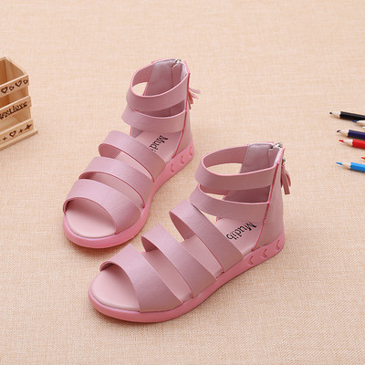 Γλυκό Παιδικά σανδάλια για κορίτσια στο απλό σχέδιο, λευκό, ροζ και μαύρο