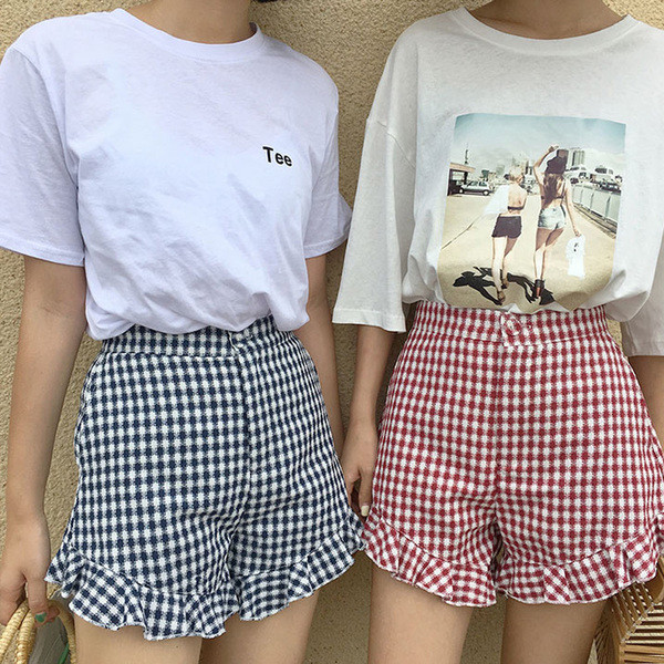 Daily Breeze Βραχυκύκλωμα στην Κουτί με υψηλή μέση το κόκκινο και το μαύρο