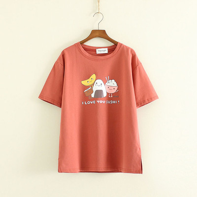 Καθημερινά κυρίες T-shirt με κοντά μανίκια με ένα διασκεδαστικό εκτύπωσης