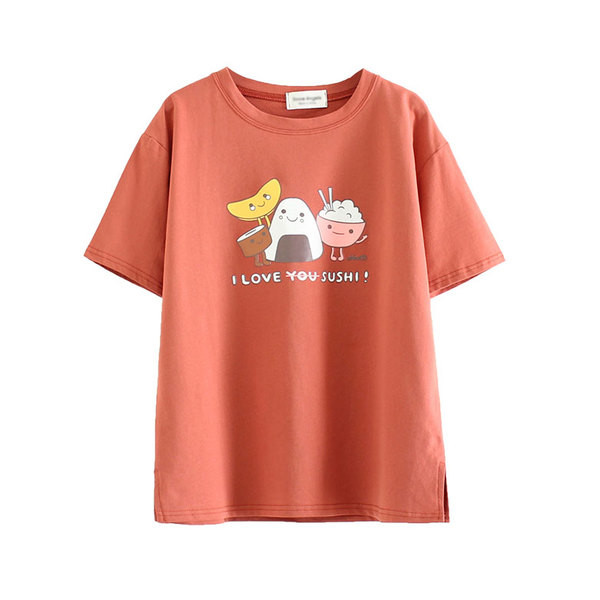 Καθημερινά κυρίες T-shirt με κοντά μανίκια με ένα διασκεδαστικό εκτύπωσης