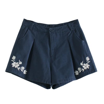 σορτς κυρίες βαμβάκι σε δύο χρώματα με κεντημένα λουλούδια