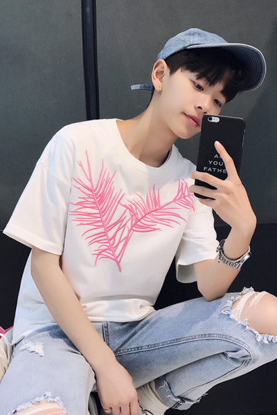 T-shirt χωρίς μοντέλο Κομψή ανδρών με 3/4 μανίκια σε λευκό