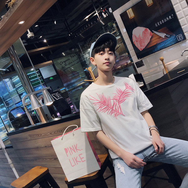 T-shirt χωρίς μοντέλο Κομψή ανδρών με 3/4 μανίκια σε λευκό