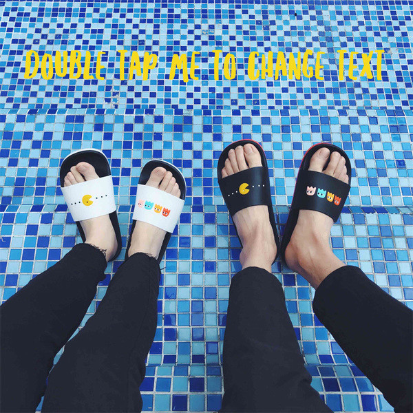 Ανδρών περιστασιακή παντόφλες σε λευκό, μαύρο, πράσινο και μπλε χρώμα και εικόνα