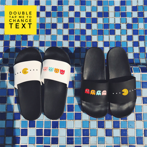 Ανδρών περιστασιακή παντόφλες σε λευκό, μαύρο, πράσινο και μπλε χρώμα και εικόνα