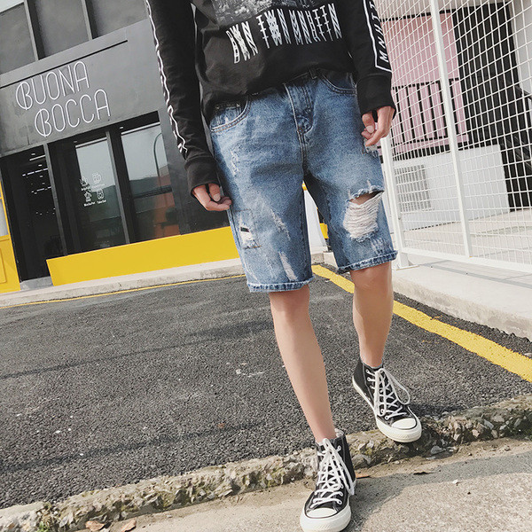 τζιν σορτς αρσενικό - τεμαχισμένο τύπου Slim