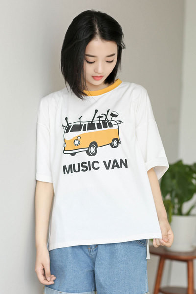 Casual γυναικών άνοιξη και το καλοκαίρι t-shirts και πολύχρωμο κολάρο - 3 χρώματα