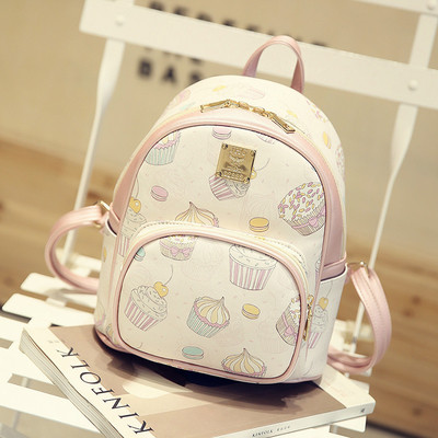 Модерна дамска чанта с картинки в бял и розов цвят