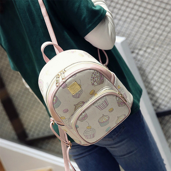 Модерна дамска чанта с картинки в бял и розов цвят