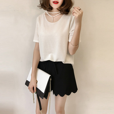 Απλή κυρίες καλοκαίρι πουκάμισο με γιακά ζώνες