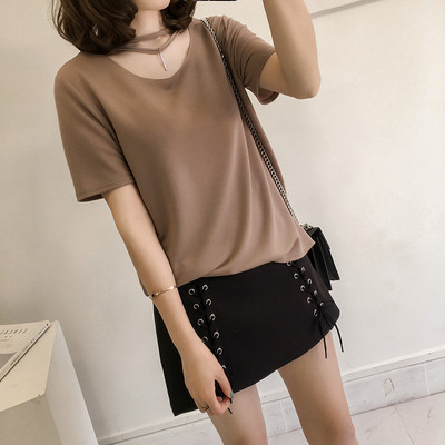 Απλή κυρίες καλοκαίρι πουκάμισο με γιακά ζώνες