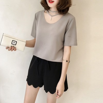 Απλή κυρίες καλοκαίρι πουκάμισο με γιακά ζώνες