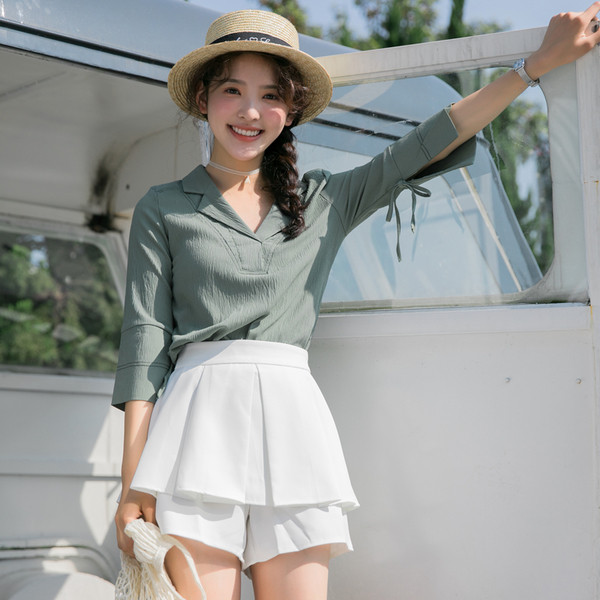 Φρέσκα σορτς κυρίες παντελόνι τύπου με υψηλή μέση σε μαύρο και άσπρο