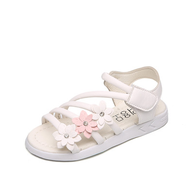Γλυκό Παιδικά σανδάλια για τα κορίτσια με λουλούδια σε ροζ, μπλε και λευκό