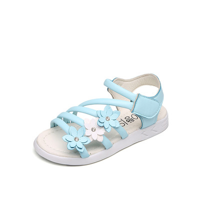 Γλυκό Παιδικά σανδάλια για τα κορίτσια με λουλούδια σε ροζ, μπλε και λευκό