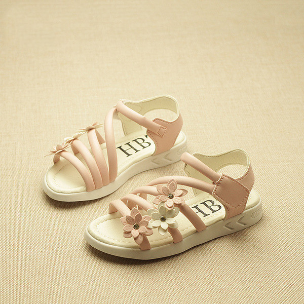 Γλυκό Παιδικά σανδάλια για τα κορίτσια με λουλούδια σε ροζ, μπλε και λευκό