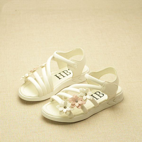 Γλυκό Παιδικά σανδάλια για τα κορίτσια με λουλούδια σε ροζ, μπλε και λευκό