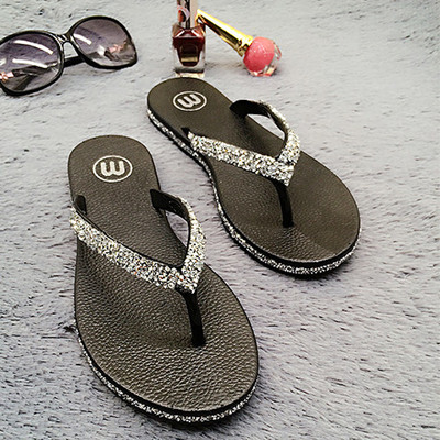 Casual γυναικείες παντόφλες με πέτρες σε μαύρο, γκρι και κίτρινο χρώμα