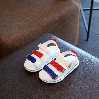 Κομψή περιστασιακή σανδάλια για τα αγόρια με ριγέ Velcro - 3 χρώματα