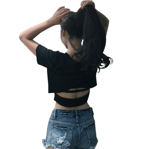 Καθημερινά ενδιαφέρουσες κυρίες μπλούζα με γυμνά κίνητρα πίσω