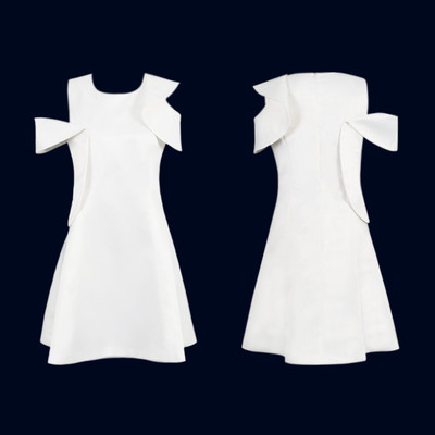 Κομψό λευκό φόρεμα βράδυ με πτώση ώμους