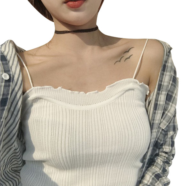 Οι γυναίκες καθημερινά πτυχωτό πουκάμισο σε μαύρο και λευκό με λεπτές τιράντες